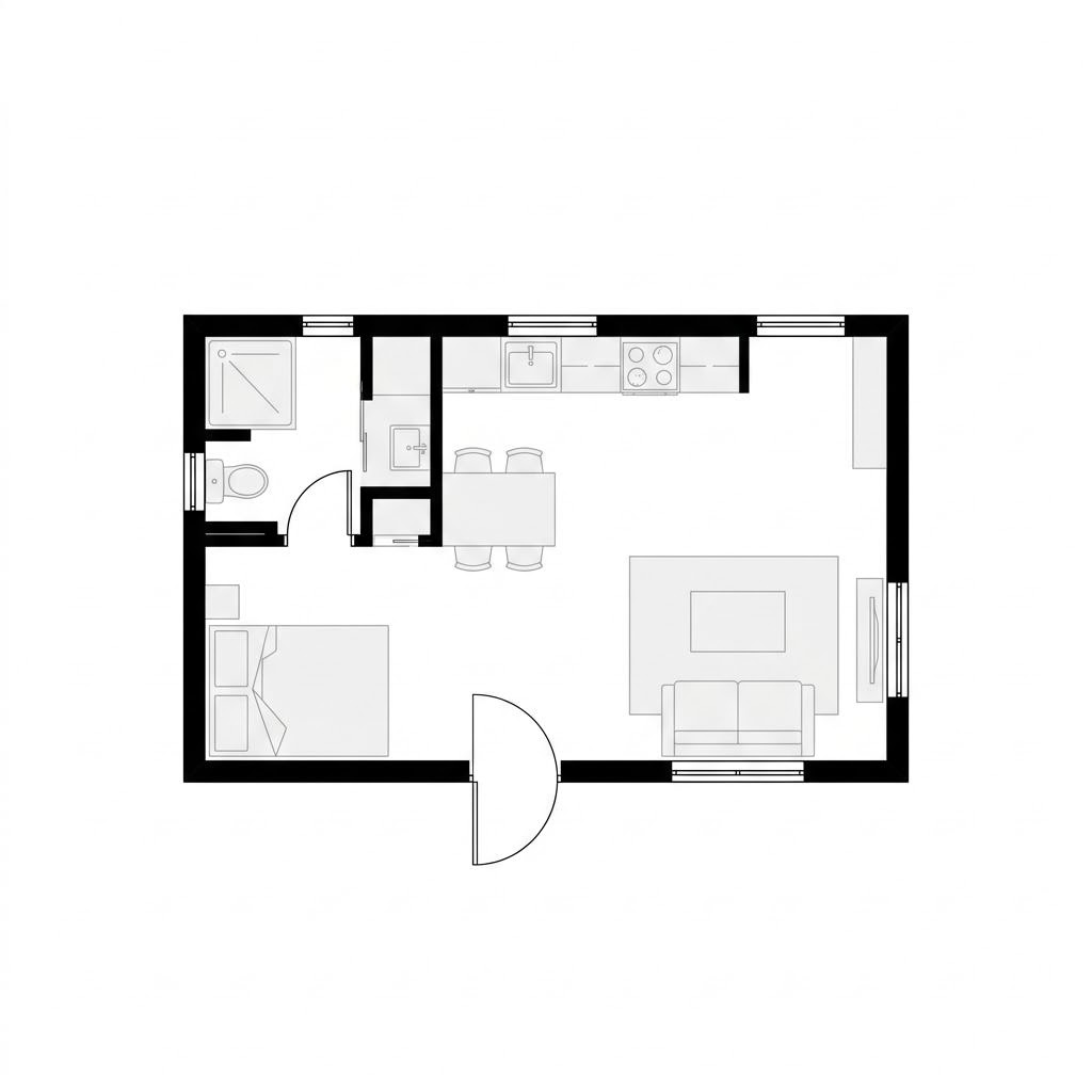 Grundriss Tiny House Glas 30 von cabin-one — 30 m², 1 Zimmer