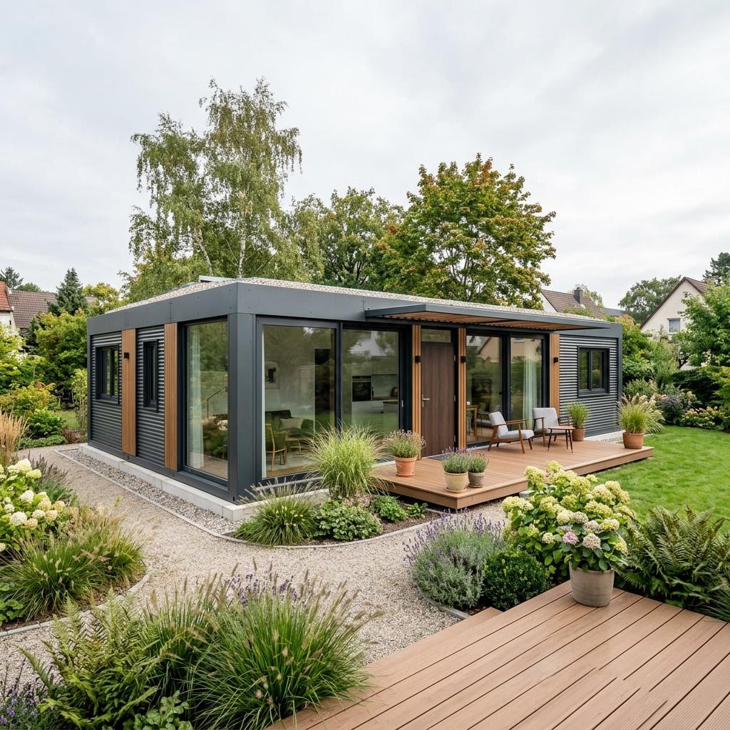 Containerhaus Container Family 75 von Conliving — Wohncontainer-Familienhaus mit Flachdach und 75 m²