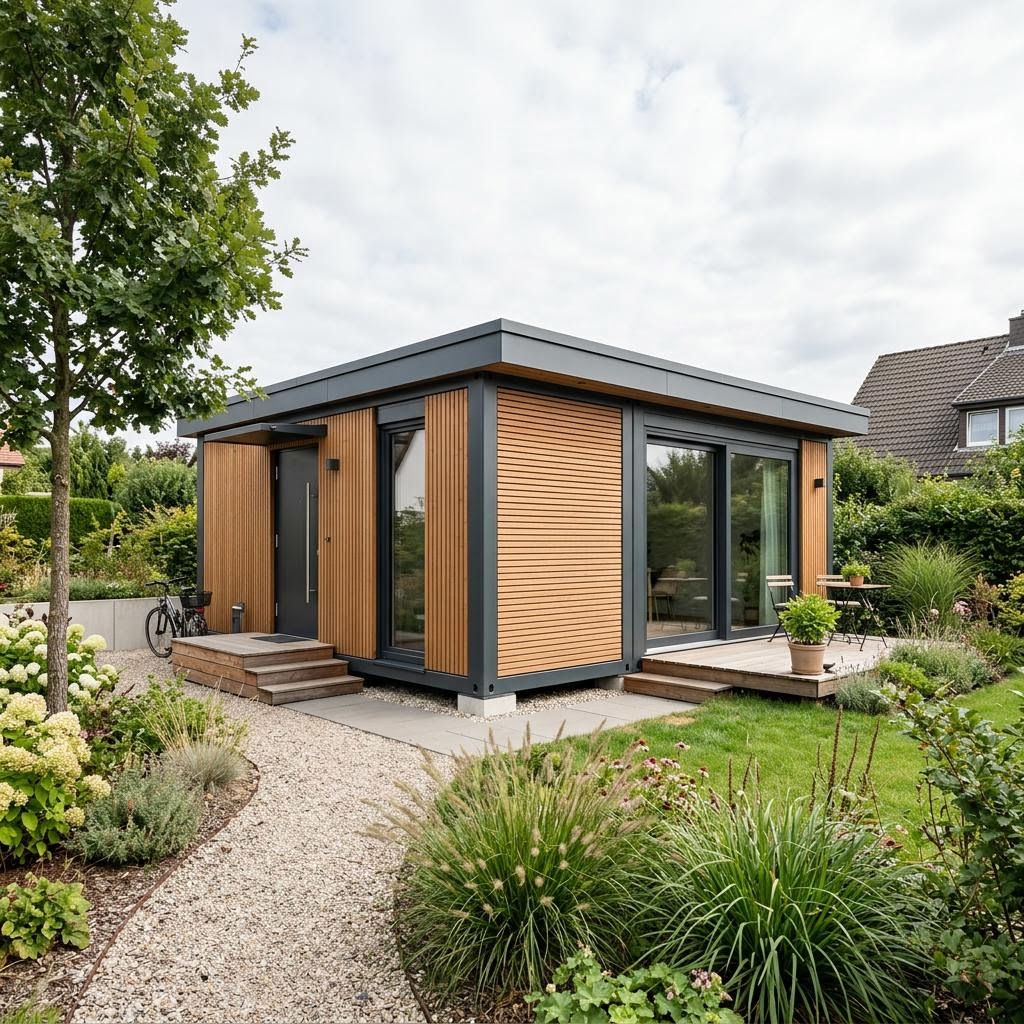 Containerhaus Container Single 25 von Conliving — kompaktes Wohncontainer-Modul mit Flachdach und 25 m²