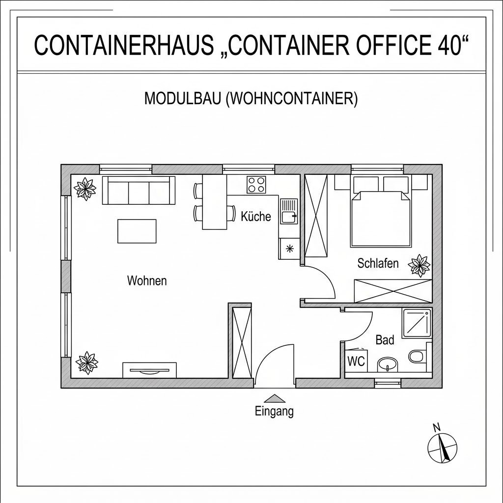 Grundriss Container Office 40 von Containerwerk — 40 m², 2 Zimmer