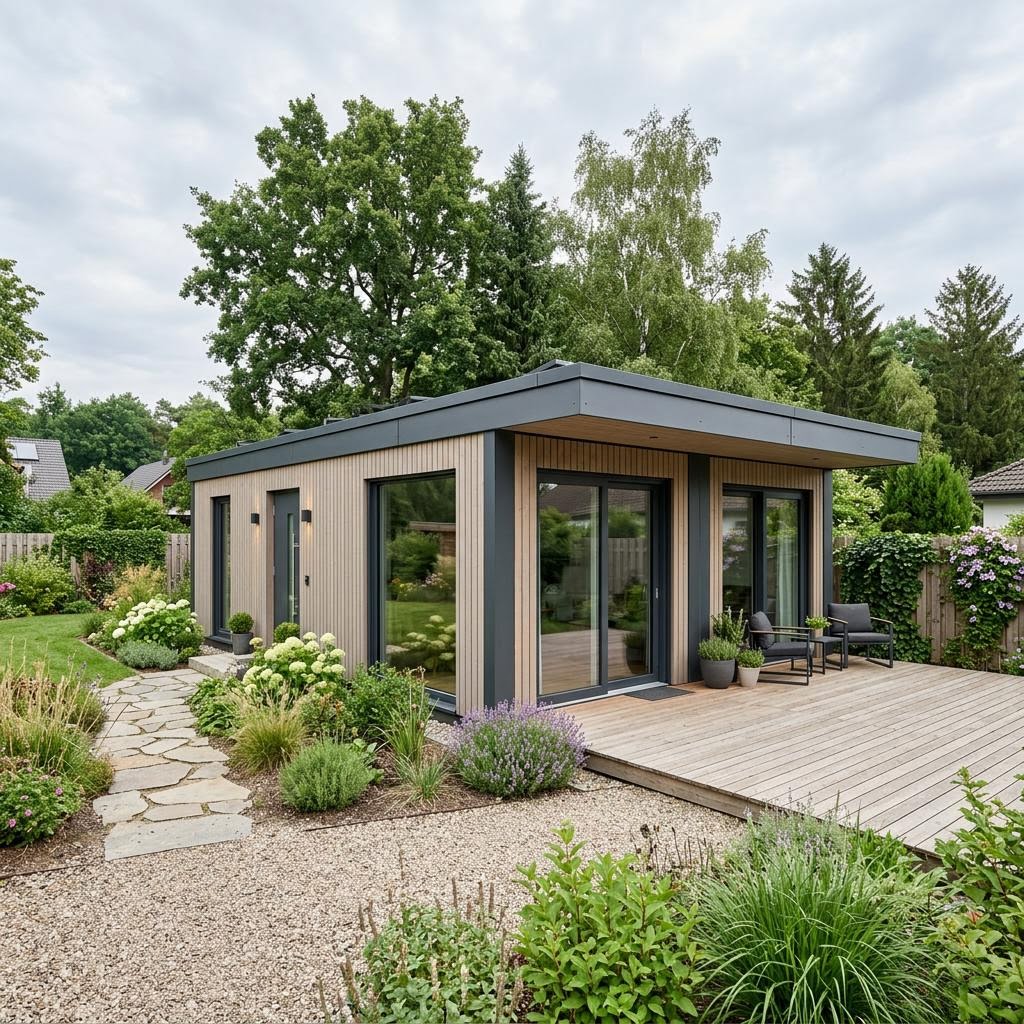 Containerhaus Containerhaus komfort 48 von Rospen — Stahl-Raummodul mit Flachdach und 48 m²