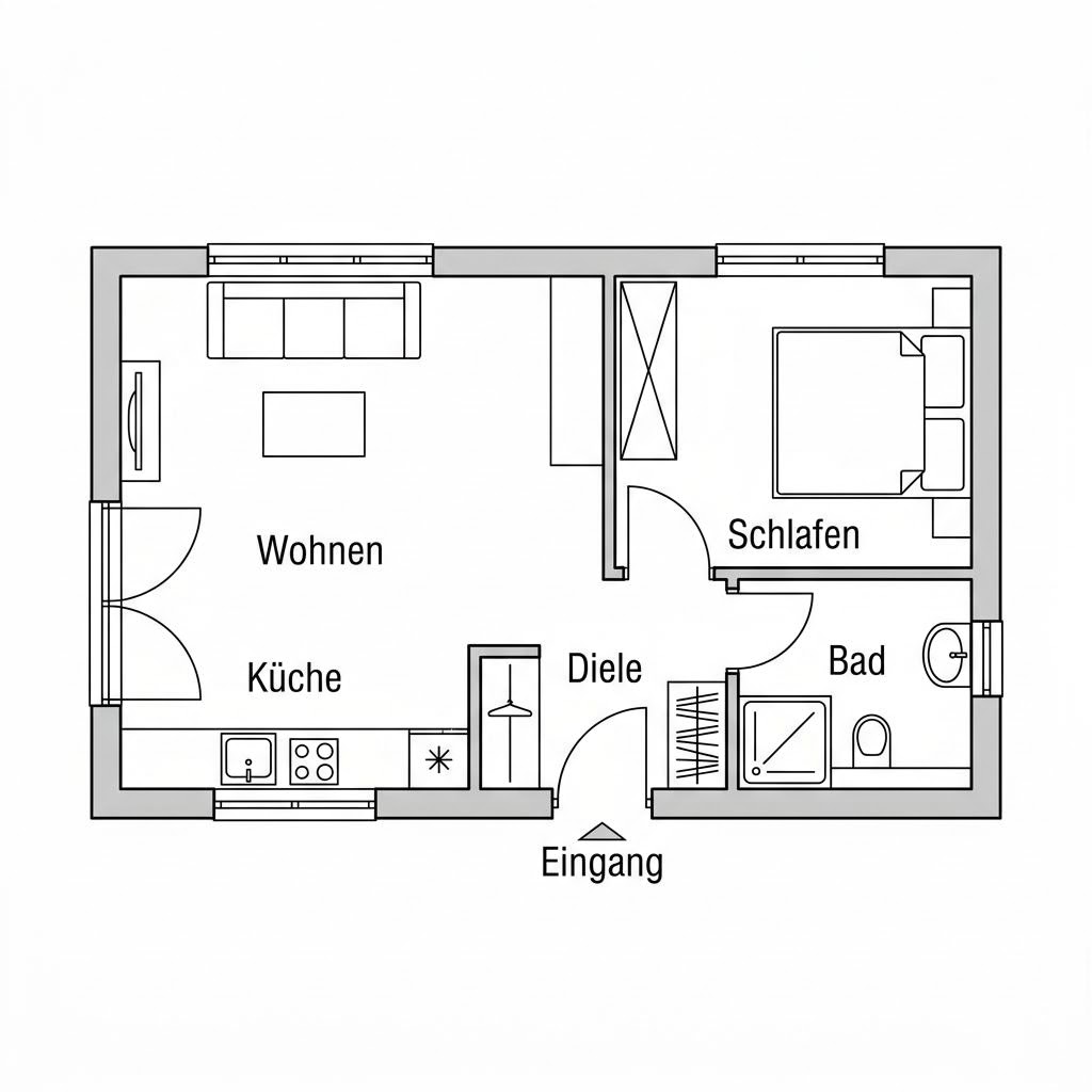 Grundriss Wohncontainer eco 29 von Containerwerk — 29 m², 2 Zimmer