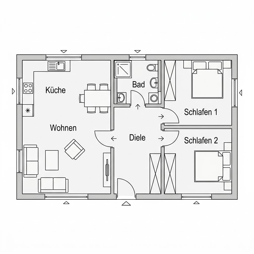 Grundriss Wohncontainer trio 84 von Containerwerk — 84 m², 4 Zimmer