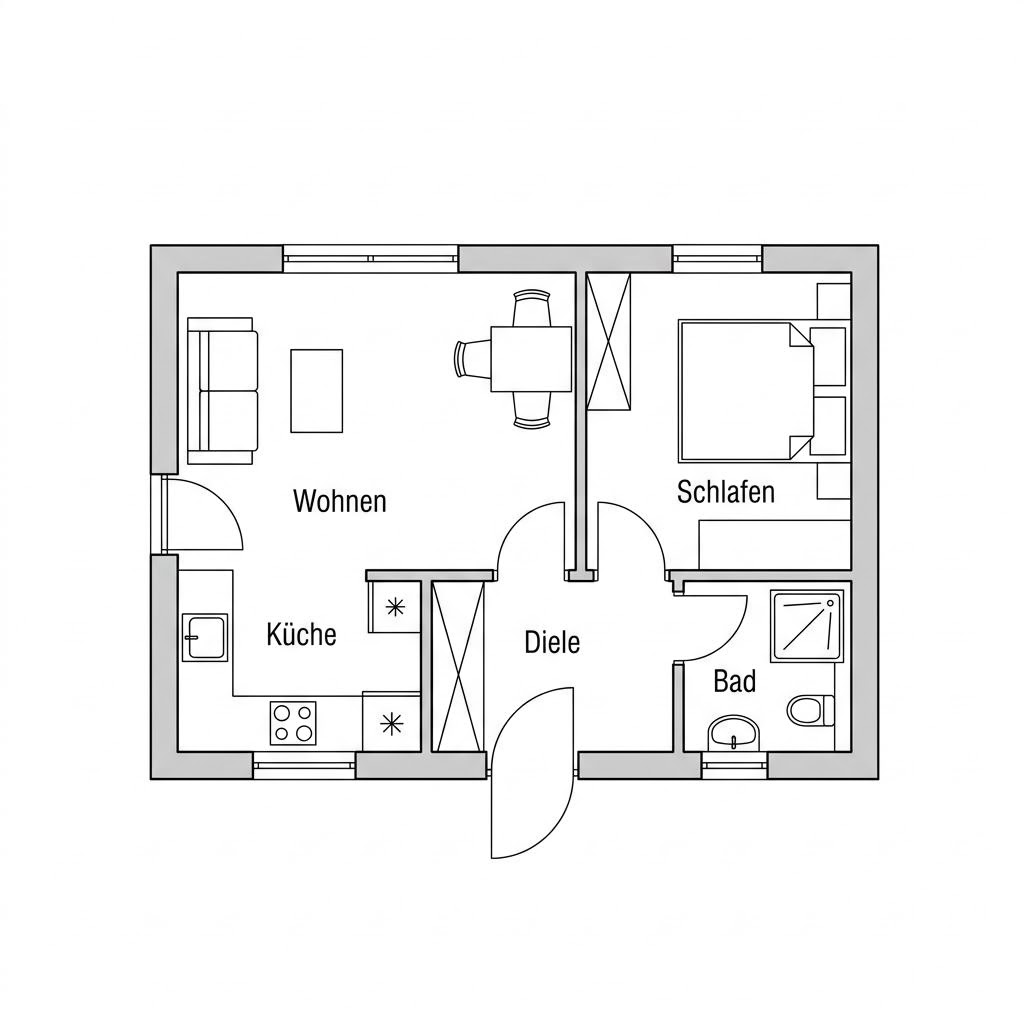 Grundriss Tiny Garden 25 – 25 m² Tiny House mit 1 Zimmern