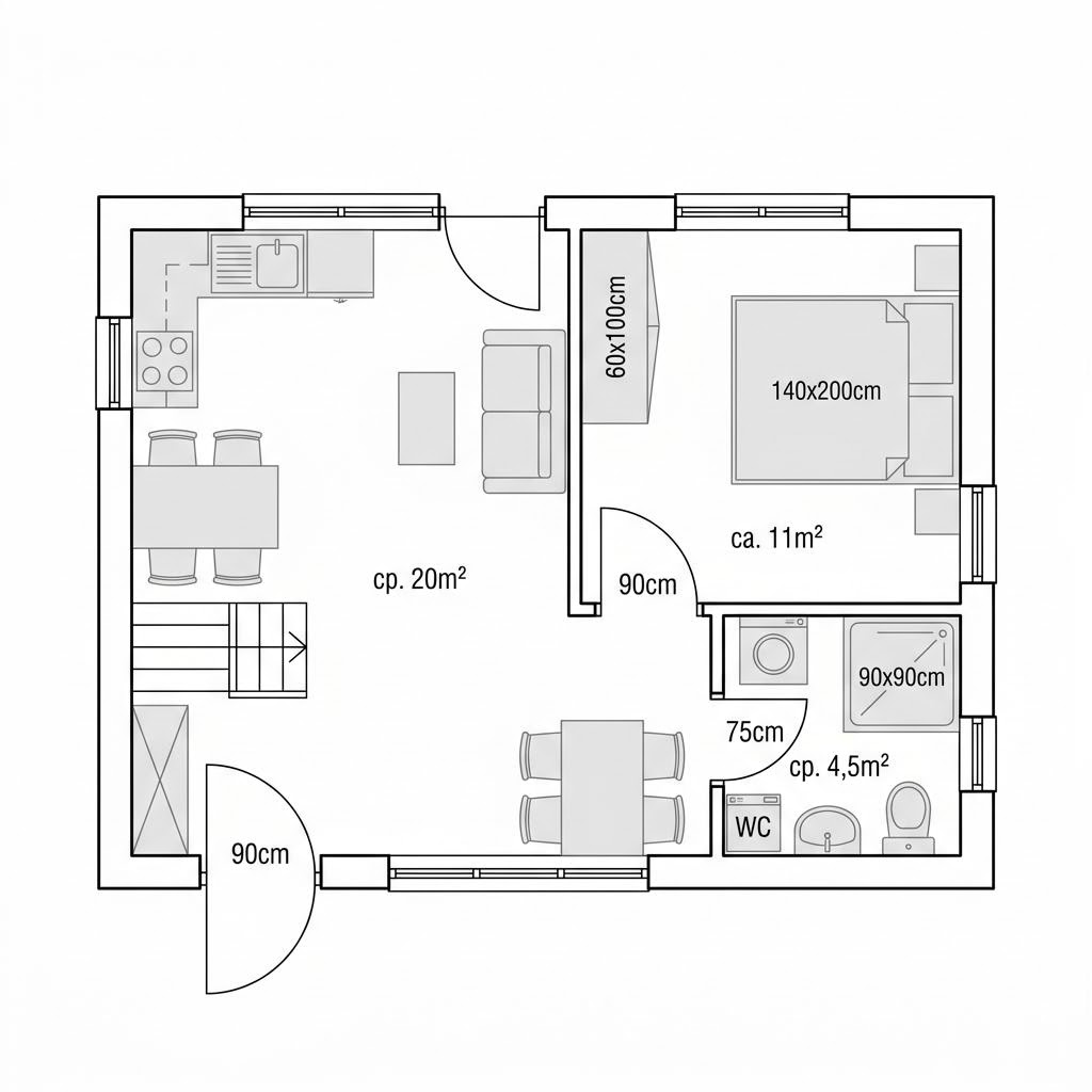 Grundriss McTiny XL – 40 m² Tiny House mit 2 Zimmern