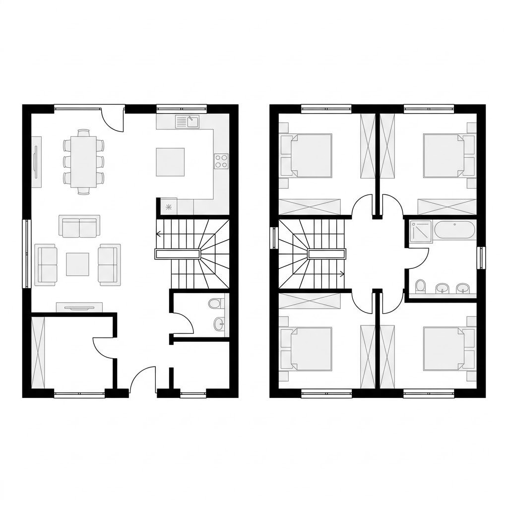 Grundriss Modulhaus Cube Plus 108 – 108 m² Modulhaus mit 4 Zimmern