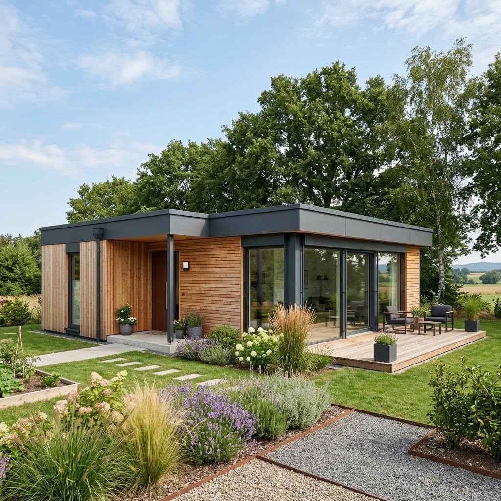 Modulhaus COMMOD Modul Single 56 von Commod-Haus — kreislauffähiges Holzmodul mit Flachdach