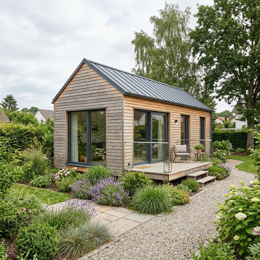 Tiny House Berg 27 von Wohnwagon — winterfestes Massivholz-Minihaus mit Satteldach und 27 m²