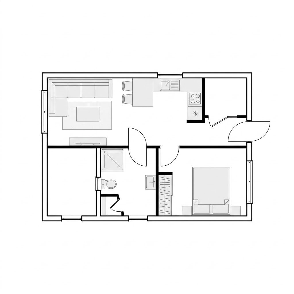 Grundriss Tiny House Natur 32 – 32 m² Tiny House mit 2 Zimmern